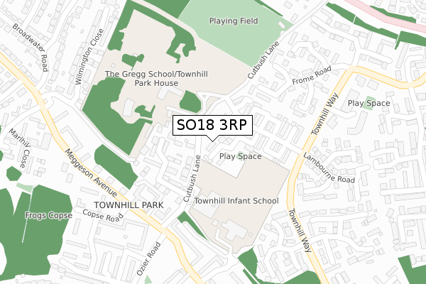 SO18 3RP map - large scale - OS Open Zoomstack (Ordnance Survey)