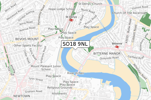 SO18 9NL map - small scale - OS Open Zoomstack (Ordnance Survey)