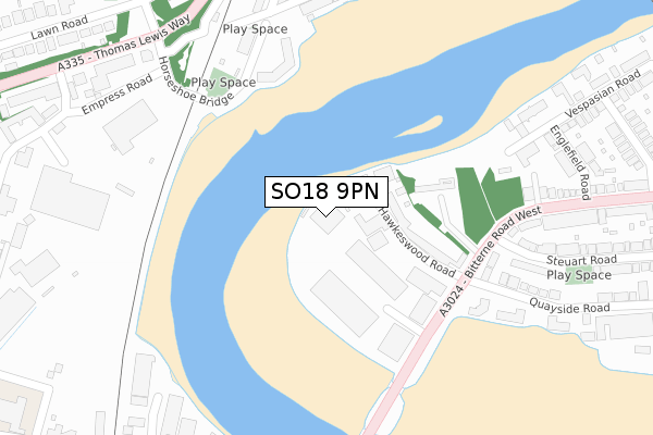 SO18 9PN map - large scale - OS Open Zoomstack (Ordnance Survey)