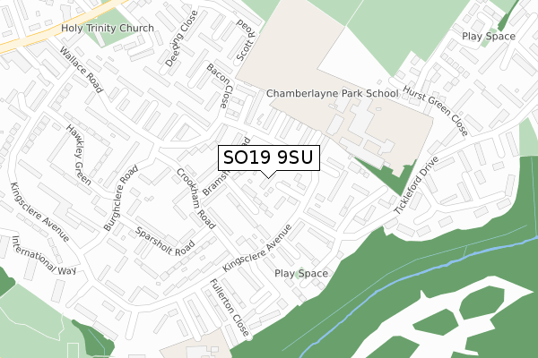 SO19 9SU map - large scale - OS Open Zoomstack (Ordnance Survey)