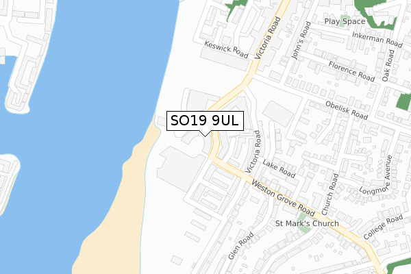 SO19 9UL map - large scale - OS Open Zoomstack (Ordnance Survey)