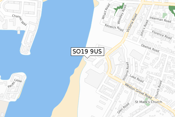 SO19 9US map - large scale - OS Open Zoomstack (Ordnance Survey)