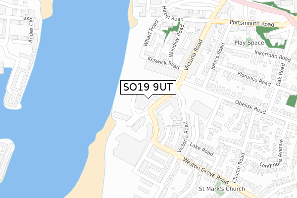 SO19 9UT map - large scale - OS Open Zoomstack (Ordnance Survey)