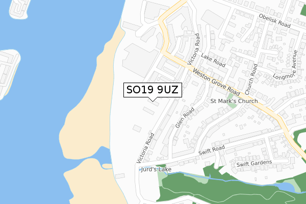 SO19 9UZ map - large scale - OS Open Zoomstack (Ordnance Survey)