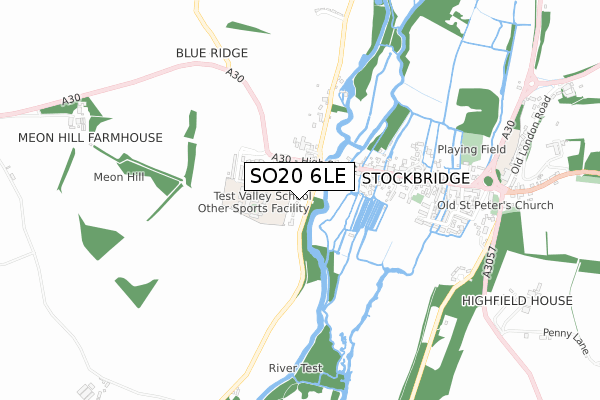 SO20 6LE map - small scale - OS Open Zoomstack (Ordnance Survey)