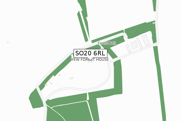 SO20 6RL map - large scale - OS Open Zoomstack (Ordnance Survey)