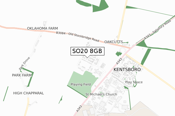 SO20 8GB map - small scale - OS Open Zoomstack (Ordnance Survey)