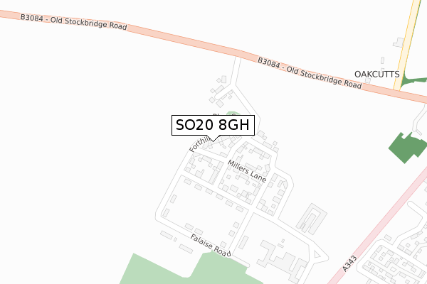 SO20 8GH map - large scale - OS Open Zoomstack (Ordnance Survey)