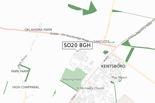 SO20 8GH map - small scale - OS Open Zoomstack (Ordnance Survey)