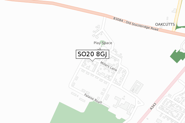 SO20 8GJ map - large scale - OS Open Zoomstack (Ordnance Survey)