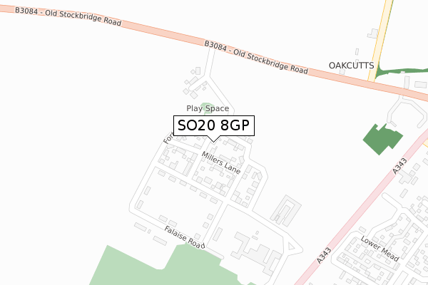 SO20 8GP map - large scale - OS Open Zoomstack (Ordnance Survey)