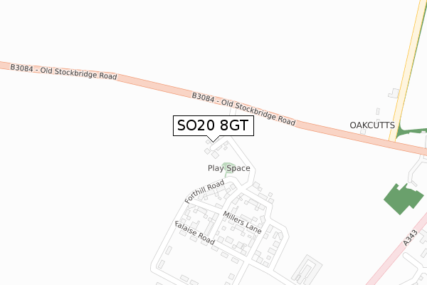 SO20 8GT map - large scale - OS Open Zoomstack (Ordnance Survey)