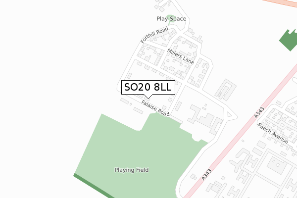 SO20 8LL map - large scale - OS Open Zoomstack (Ordnance Survey)