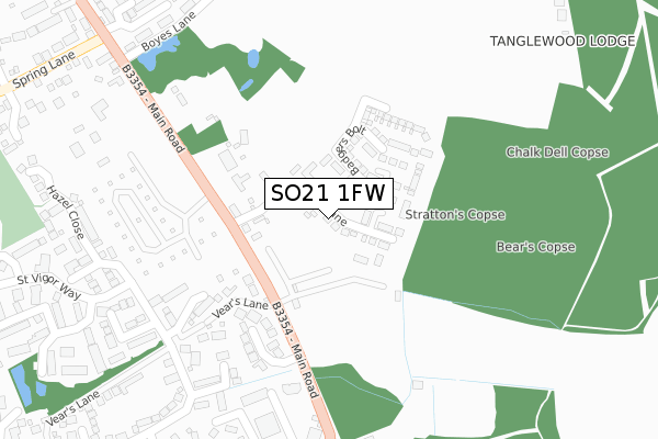 SO21 1FW map - large scale - OS Open Zoomstack (Ordnance Survey)