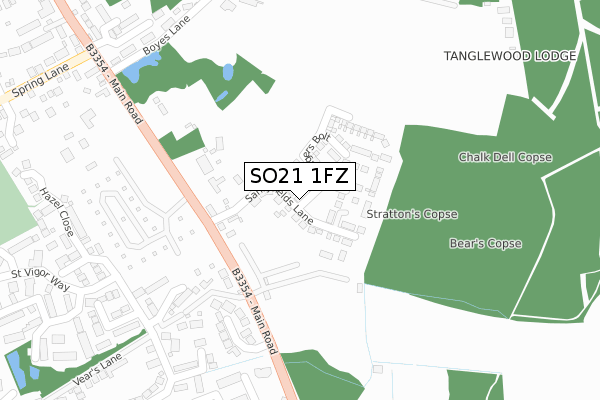 SO21 1FZ map - large scale - OS Open Zoomstack (Ordnance Survey)