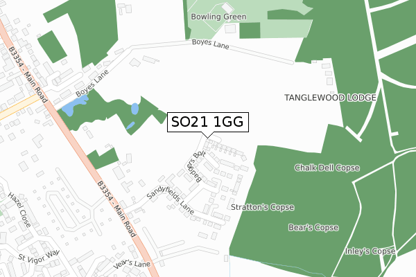 SO21 1GG map - large scale - OS Open Zoomstack (Ordnance Survey)