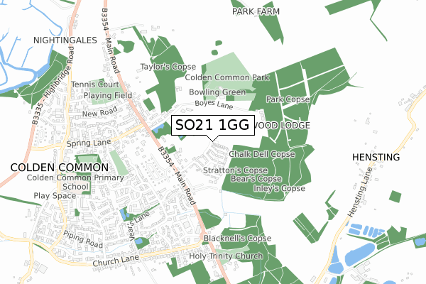 SO21 1GG map - small scale - OS Open Zoomstack (Ordnance Survey)