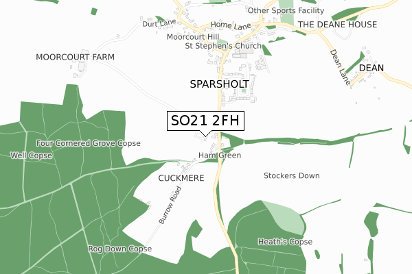 SO21 2FH map - small scale - OS Open Zoomstack (Ordnance Survey)