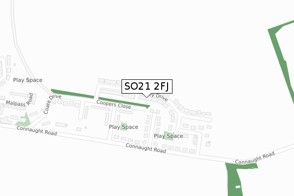 SO21 2FJ map - large scale - OS Open Zoomstack (Ordnance Survey)