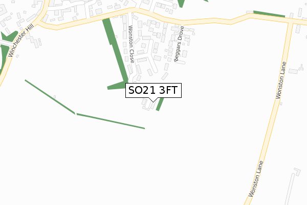 SO21 3FT map - large scale - OS Open Zoomstack (Ordnance Survey)