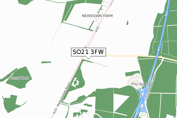 SO21 3FW map - small scale - OS Open Zoomstack (Ordnance Survey)