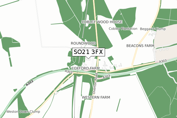 SO21 3FX map - small scale - OS Open Zoomstack (Ordnance Survey)