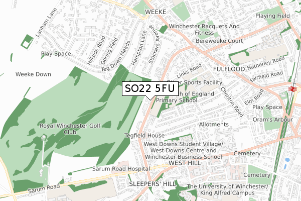 SO22 5FU map - small scale - OS Open Zoomstack (Ordnance Survey)