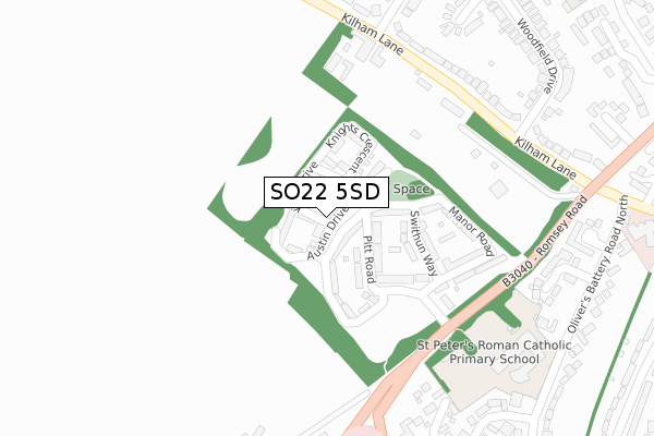 SO22 5SD map - large scale - OS Open Zoomstack (Ordnance Survey)