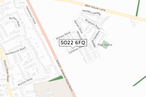 SO22 6FQ map - large scale - OS Open Zoomstack (Ordnance Survey)