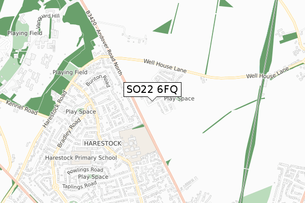 SO22 6FQ map - small scale - OS Open Zoomstack (Ordnance Survey)