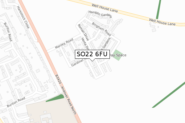 SO22 6FU map - large scale - OS Open Zoomstack (Ordnance Survey)