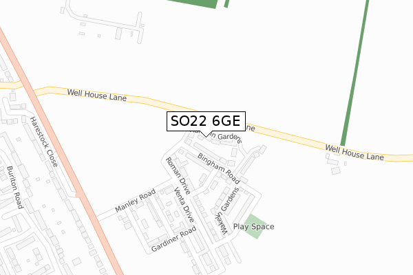 SO22 6GE map - large scale - OS Open Zoomstack (Ordnance Survey)