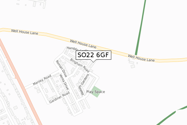 SO22 6GF map - large scale - OS Open Zoomstack (Ordnance Survey)