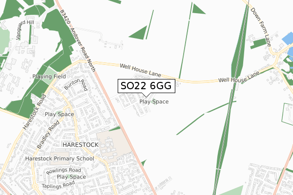 SO22 6GG map - small scale - OS Open Zoomstack (Ordnance Survey)