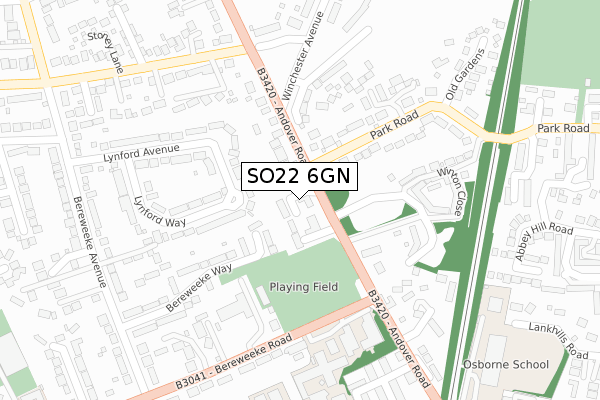 SO22 6GN map - large scale - OS Open Zoomstack (Ordnance Survey)