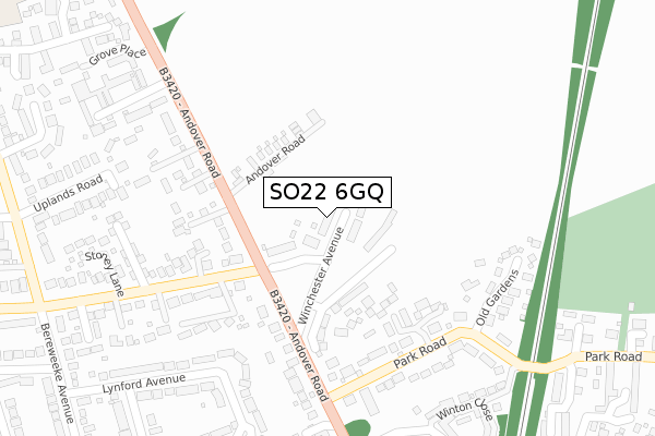 SO22 6GQ map - large scale - OS Open Zoomstack (Ordnance Survey)