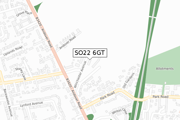 SO22 6GT map - large scale - OS Open Zoomstack (Ordnance Survey)