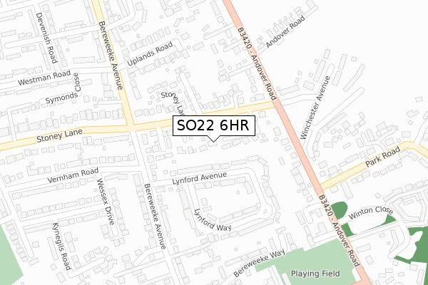 SO22 6HR map - large scale - OS Open Zoomstack (Ordnance Survey)