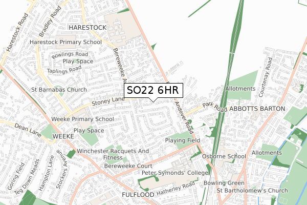 SO22 6HR map - small scale - OS Open Zoomstack (Ordnance Survey)