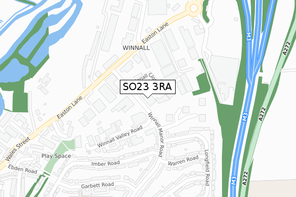 SO23 3RA map - large scale - OS Open Zoomstack (Ordnance Survey)