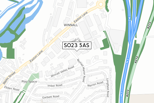 SO23 5AS map - large scale - OS Open Zoomstack (Ordnance Survey)