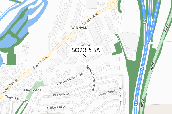 SO23 5BA map - large scale - OS Open Zoomstack (Ordnance Survey)