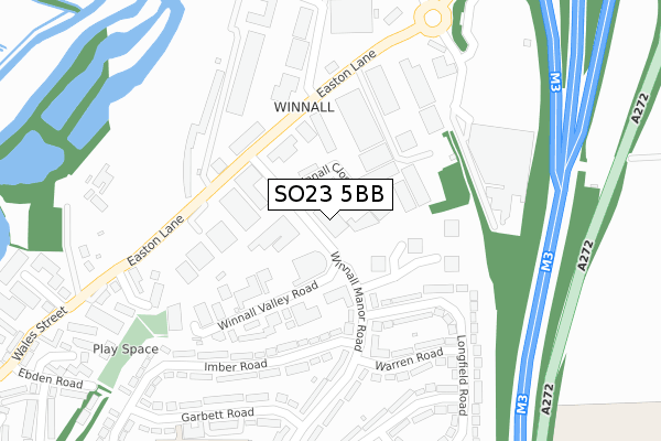 SO23 5BB map - large scale - OS Open Zoomstack (Ordnance Survey)