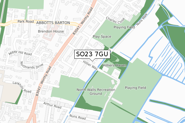 SO23 7GU map - large scale - OS Open Zoomstack (Ordnance Survey)