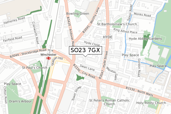 SO23 7GX map - large scale - OS Open Zoomstack (Ordnance Survey)