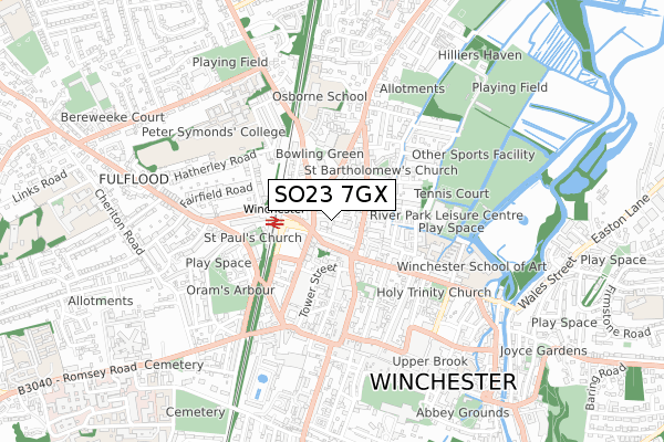 SO23 7GX map - small scale - OS Open Zoomstack (Ordnance Survey)