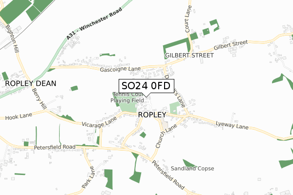 SO24 0FD map - small scale - OS Open Zoomstack (Ordnance Survey)