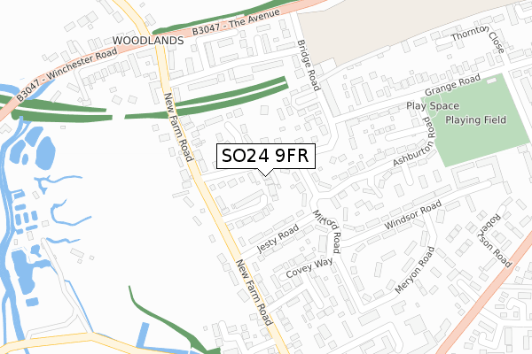 SO24 9FR map - large scale - OS Open Zoomstack (Ordnance Survey)