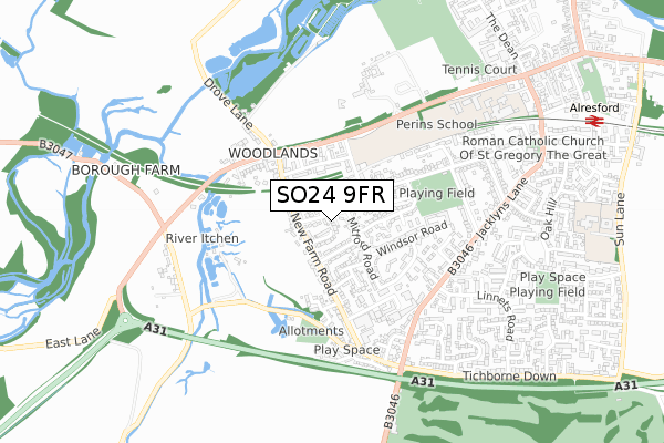 SO24 9FR map - small scale - OS Open Zoomstack (Ordnance Survey)