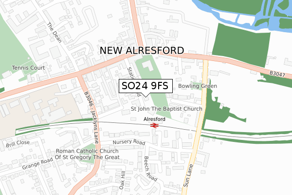 SO24 9FS map - large scale - OS Open Zoomstack (Ordnance Survey)